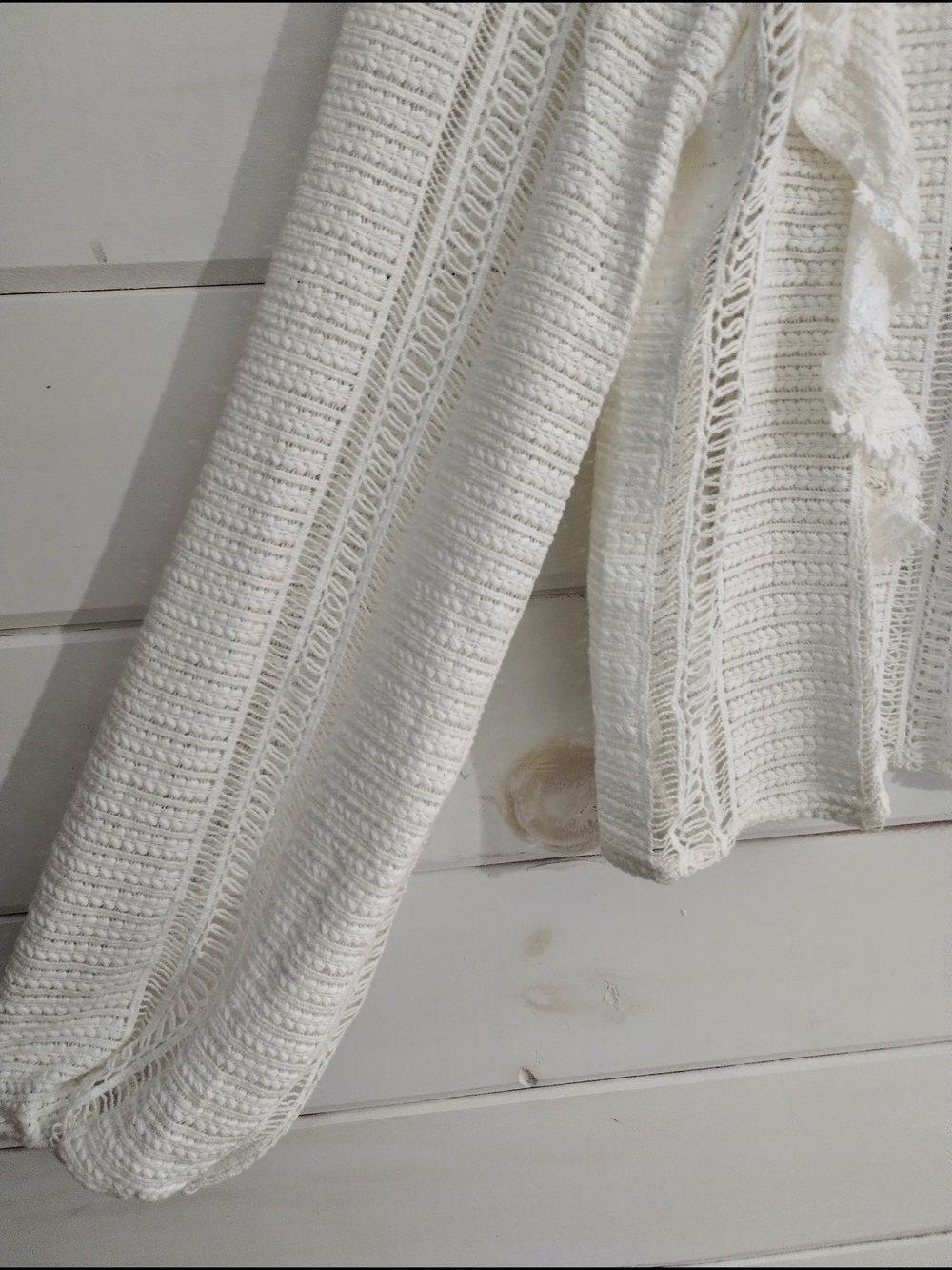 Sézane Line Blouse Ecru 38 M Cotton Lace Ruffle Romantic Top - Picture 10 of 13